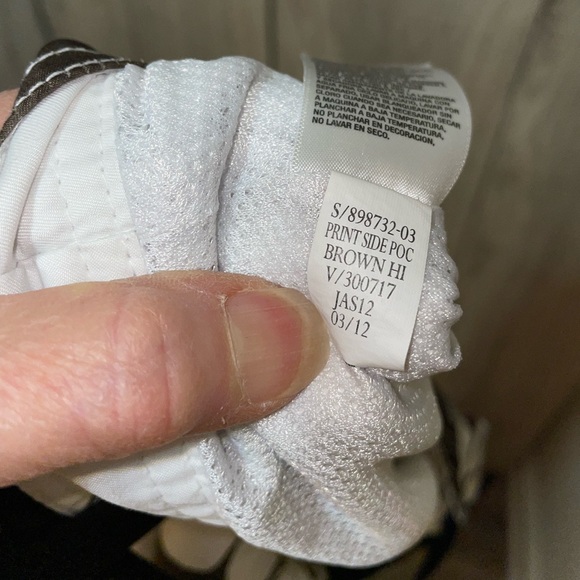 Old Navy Brown & White Floral Surf Shorts Lined Cargo Pocket Tie Front Sz M - Picture 9 of 11